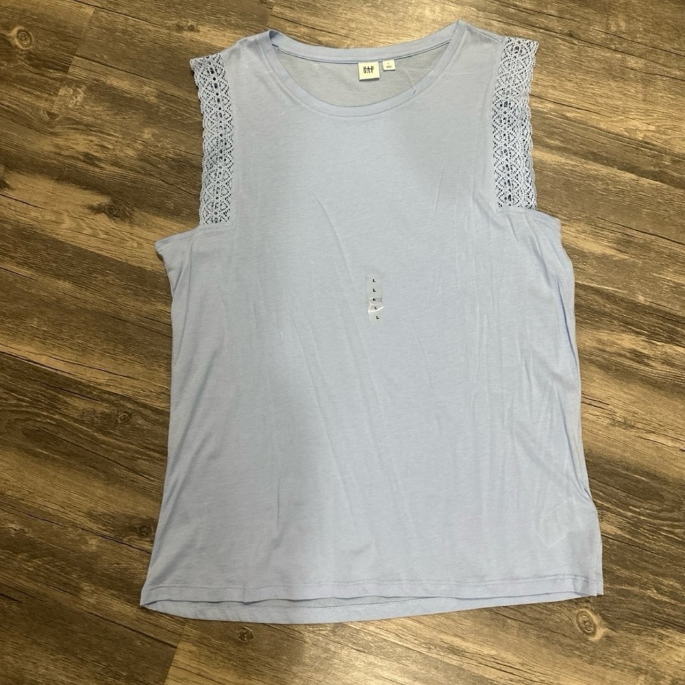 GAP Light Blue Tank Top with Lace Accents
